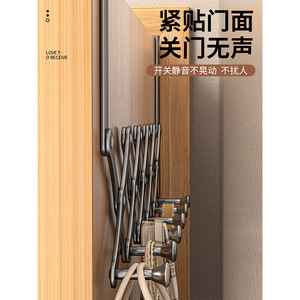 Organizador de ropa para colgar en la puerta, ganchos retráctiles, sin perforaciones, alta capacidad de carga, para almacenamiento en dormitorio y baño - Product Image 1