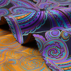 Yili ผ้าแจ็คการ์ดผ้าโพลีเอสเตอร์ระดับไฮเอนด์ลายดอกไม้เม็ดมะม่วงหิมพานต์สีม่วงฟ้าทองหรูหราหรูหราหรูหรา - Product Image 5