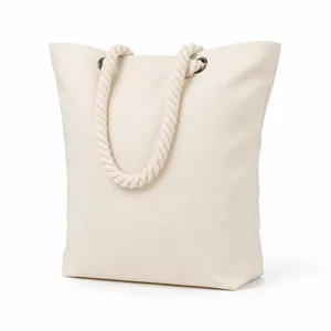 Customizable Embroidery Logo Sturdy Cotton Oversize Portable Beach Travel <b>Bag</b> Wholesale Custom Orders Tote <b>Bag</b> with Rope Handle - Product Image 3