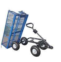 Chariot de jardin robuste en fonte, pliable, pneumatique 3.50-4, chariot à main à quatre roues, plateforme en maille, outils OEM, charge 250 kg