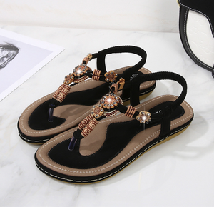 <span class=keywords><strong>Sandali</strong></span> da <span class=keywords><strong>donna</strong></span> perline che intrecciano scarpe Casual a fondo piatto di <span class=keywords><strong>grandi</strong></span> dimensioni comode - Product Image 1