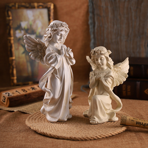 Figurine d'ange rétro européenne en imitation plâtre, sculpture artistique, décoration, plateau de rangement, petit ornement - Product Image 5