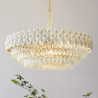 Lustre en cristal de luxe avec pendentif floral long, éclairage LED suspendu, style français, éclairage moderne pour chambre à coucher, salle à manger, salon, réglable