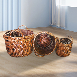 Panier à linge tressé artisanal en rotin, thème floral, origine Anhui, pour l'organisation domestique, avec poignées - Product Image 5