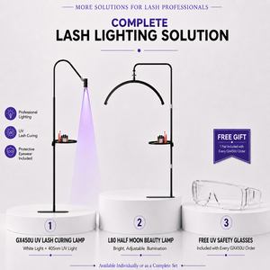 Lampada da Terra <span class=keywords><strong>a</strong></span> LED con Cavo Nascosto e Testa Flessibile <span class=keywords><strong>a</strong></span> Mezzaluna, Regolabile, per Estensioni Ciglia, Trucco, Salone e <span class=keywords><strong>Studio</strong></span> - Product Image 2