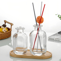 Bouteilles en verre pour diffuseurs de parfum personnalisables en gros – Flacons vides de haute qualité pour diffuseurs de parfum, en verre coloré, forme plate, transparents