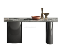 Fournisseur de tables à manger multifonctionnelles modernes OEM&ODM, table de salle à manger en pierre frittée de luxe à finition brillante pour hôtel, hall, appartement