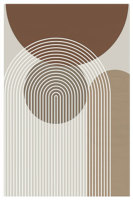 Peinture Murale Abstraite Simple sur Toile, Huile, Design Arc Nordique Semicercle, Décor Mural Marron Gris Minimaliste, Art Original Direct Usine