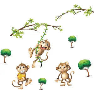 nursery room decoration cartoon 3d monkey tree wall decal