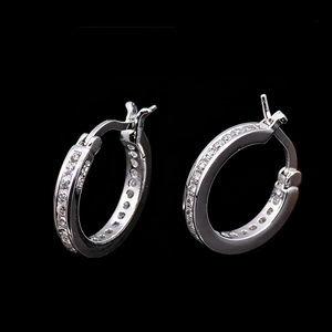 Hypoallergenic <strong>Small</strong> <strong>Hoops</strong> 925 Sterling <strong>Silver</strong> Huggie <strong>Hoop</strong> Earrings with Pav&eacute; CZ for Sensitive Ears - Product Image 1