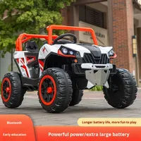 Poussette tout-terrain à quatre roues électrique en plastique pour enfants avec siège double télécommande pour adultes et enfants Lumières LED éblouissantes.