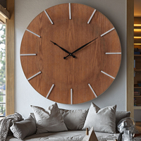 Jam Dinding Kayu Buatan Tangan dengan Desain Klasik Rustic Folk untuk Dekorasi Rumah & Taman, Hadiah Populer