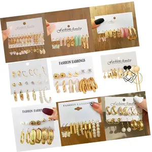 Custom Fashion Trendy Jewelry Butterfly Love Gold Plated Earrings Hoop Earrings Set