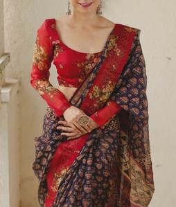 Saree en coton Chanderi moderne avec organza et georgette Salwar Kameez doux pour la fête - Product Image 6