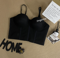 Débardeur corset court respirant pour femme, fin, à porter en extérieur, avec soutien-gorge intégré et strass, maintien léger, écologique