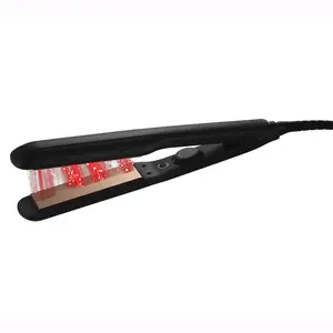 Electric beauty salon tool private label hair straightener infrared titanium flat iron