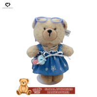 Teddy ISLAND - Poupée ours en peluche avec robe florale bleu clair et accessoire nœud bleu, sous licence mondiale