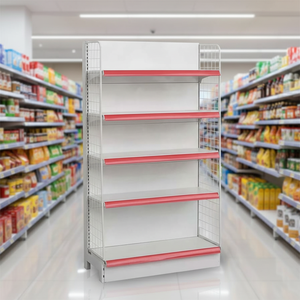 Étagères de supermarché en acier multicouches à prix d'usine, étagères murales rotatives fixes à double face en métal de haute qualité - Product Image 2