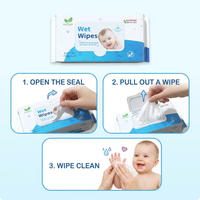 Lingettes humides écologiques pour bébé - 80 paquets en grand sac - Hydratantes, non parfumées, jetables, 15x20cm, douces et délicates pour les mains et la bouche des bébés