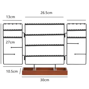3 조각 이동식 보석 보관 귀걸이 홀더 귀걸이 접이식 디스플레이 홈 쥬얼리 진열대 나무 받침대