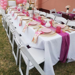 <span class=keywords><strong>โต๊ะ</strong></span>ไม้พลาสติกพับได้<span class=keywords><strong>เก้าอี้</strong></span>สำหรับงานปาร์ตี้งานแต่งงานสีขาวทำจากอะคริลิคสำหรับเด็ก - Product Image 2