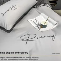 Ensemble de literie printemps-été en fibre lavée imprimée numériquement brodée de couleur unie personnalisable quatre pièces trois pièces Housse de couette
