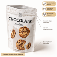 Sachet Doypack personnalisé de qualité alimentaire pour snacks, biscuits, chips, avec fermeture éclair refermable et impression sur mesure (Faible MOQ, échantillon gratuit)