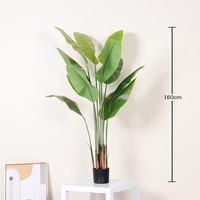 Palmera de Viajero Artificial de 1.2m-1.8m en Maceta, Plástico con Tacto Real para Decoración Exterior y del Hogar, Plantas Artificiales, Árboles Artificiales