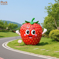 Statue de fraise de fruit en résine de fibre de verre géante moderne d'art personnalisée