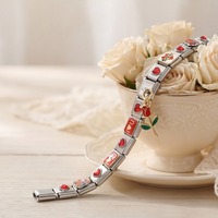 Ensemble de bracelets modulables italiens en acier inoxydable avec motif Cœur Rose Rouge, pour couple, confession, anniversaire, bijoux de mode, vente en gros