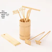 Ensemble de râteau à sable en bois de bambou créatif du fabricant Mini outils à main de jardin pour paysage sec Table à sable Peinture à pousser gratuite
