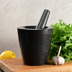 Stone Mortar And Pestle Set Manual Garlic Crusher For Kitchen Herb Spice Grinding Durable Natural Stone Material - Product Image 1