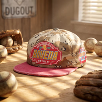 5-paneels custom logo borduurwerk en metalen gesp en camouflage ongestructureerde gewassen distressed snapback cap