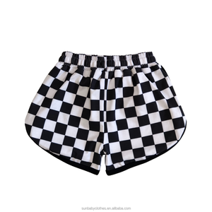 Ingrosso Abbigliamento Casual per Bambini Pantaloncini a scacchi <span class=keywords><strong>neri</strong></span> su misura per Bimbie da donna in maglia media traspirante - Product Image 1