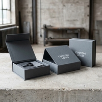 Boîte cadeau en carton magnétique de luxe personnalisée pour hommes - Emballage auto-assemblant recyclable, finition mate, finition pailletée, personnalisable
