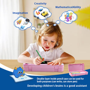 カスタマイズされたかわいい漫画の魔法の鉛筆ボックス大容量ダブルデッキペン収納ケースLCD製図板 - Product Image 4