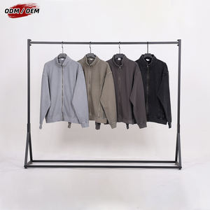 Sudadera de Hombre con Cierre YKK, Cuello Alto, Lavada y Desgastada, con Parches, de Algodón Puro de 430 Gramos, para Otoño - Product Image 2