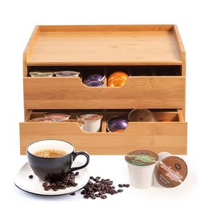 Organizador de Cápsulas de Café de Bambú de Alta Calidad, Organizador de Bolsitas de Té, Organizador de Café y Té con Cajón para Cocina - Product Image 1