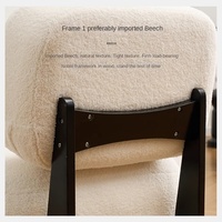 Fauteuil en bois massif et peau de mouton, style vintage crème, style mi-siècle, pour salon, chambre à coucher, une place, très tendance