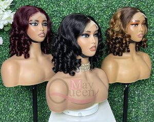 Perruques en cheveux humains ondulés et bouclés, colorées, avec fermeture en dentelle 4x4, pour femmes noires – Vente en gros - Product Image 5