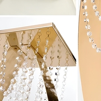 Support à fleurs en métal doré avec pendentif en cristal, piédestal floral, centre de table pour mariage, fête, décoration intérieure