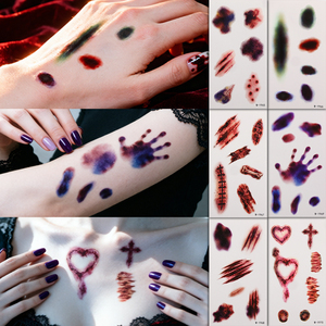 Autocollant de tatouage temporaire réaliste pour Halloween : égratignures, blessures, trous de balles, maquillage SFX, cosplay, imperméable, art corporel - Product Image 4