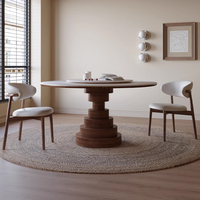 Massivholz Höhle Stein Rock Platte Esstisch Vintage Style Designer Home Restaurant Runder Esstisch Mit Plattenspieler QY-T8029