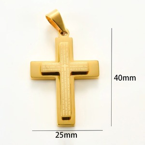 Collier pendentif croix double couche en acier inoxydable pour hommes et femmes, amulette religieuse catholique, bijoux à breloques, cadeau DIY - Product Image 2