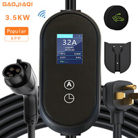 Chargeur EV de niveau 2 7kW 11kW 22kW Type1 Type2 J1772 NACS GBT avec application intelligente WiFi, écran LCD, minuterie, étanche IP65 pour voiture, maison, voyage, extérieur