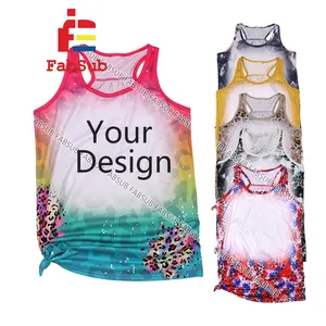 100% Polyester Sleeveless Bleached Tshirts Coton like Women Men Tank Top Sublimation Shirts