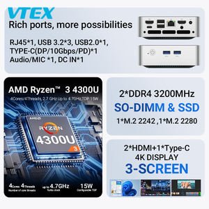 Transparante Magnetische R3-4300U Mini Pc Quad Core Dual M.2 2242 2280 Ssd Ddr4 Usb Type C Met Pd Opladen Kantoor Mini Pc - Product Image 3