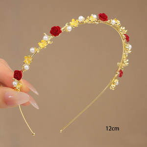 بيع بالجملة عصابات رأس أنيقة كلاسيكية من سبائك الورد زهرة اللؤلؤ للسيدات جديدة إكسسوارات - Product Image 5