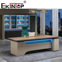 Ekintop Mobilier modulaire personnalisé de luxe pour la maison et le bureau Lumière LED Bureau d'ordinateur Bureau de travail avec lampe