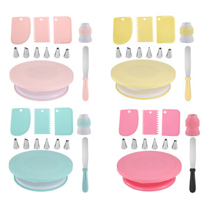 Eco-Friendly <strong>Cake</strong> Decorating Supplies <strong>Turning</strong> <strong>Table</strong> for <strong>Cake</strong> Stands Plastic <strong>Cake</strong> Drum Sets Including Piping Nozzle Cream Spatula - Product Image 1